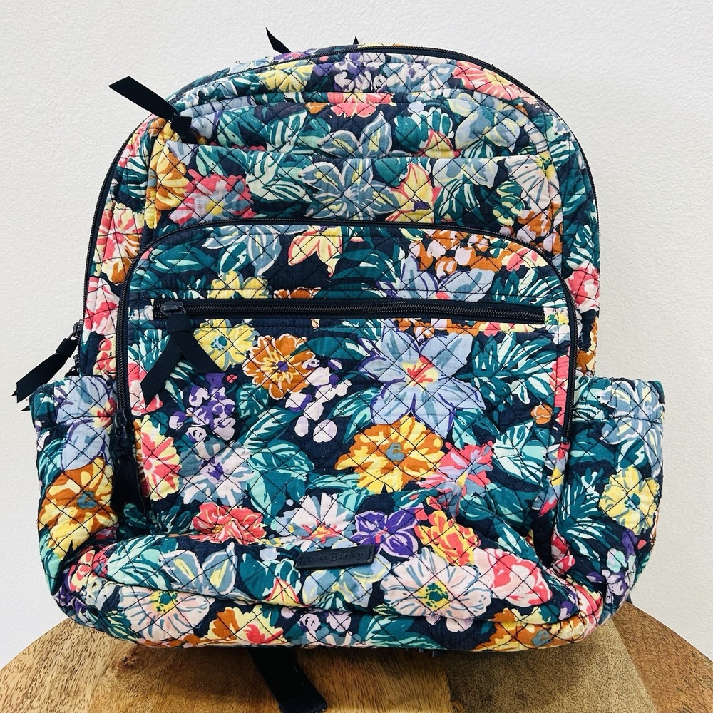 Vera Bradley XL Happy Blooms Backpack Retired Pattern EUC 16x12x7
